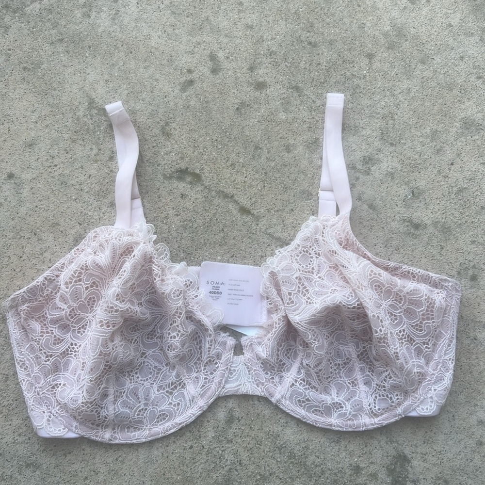 SOMA Women's Unlined Plunge Bra Light Pink Women's Size 40DDD